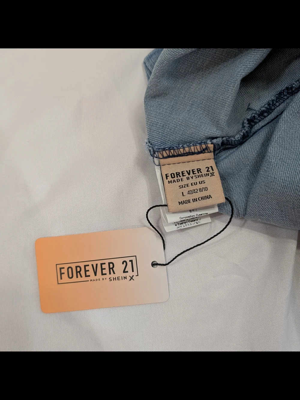NWT Forever 21 Women’s Light Wash Denim Square Neck Tank Mini Dress Size L